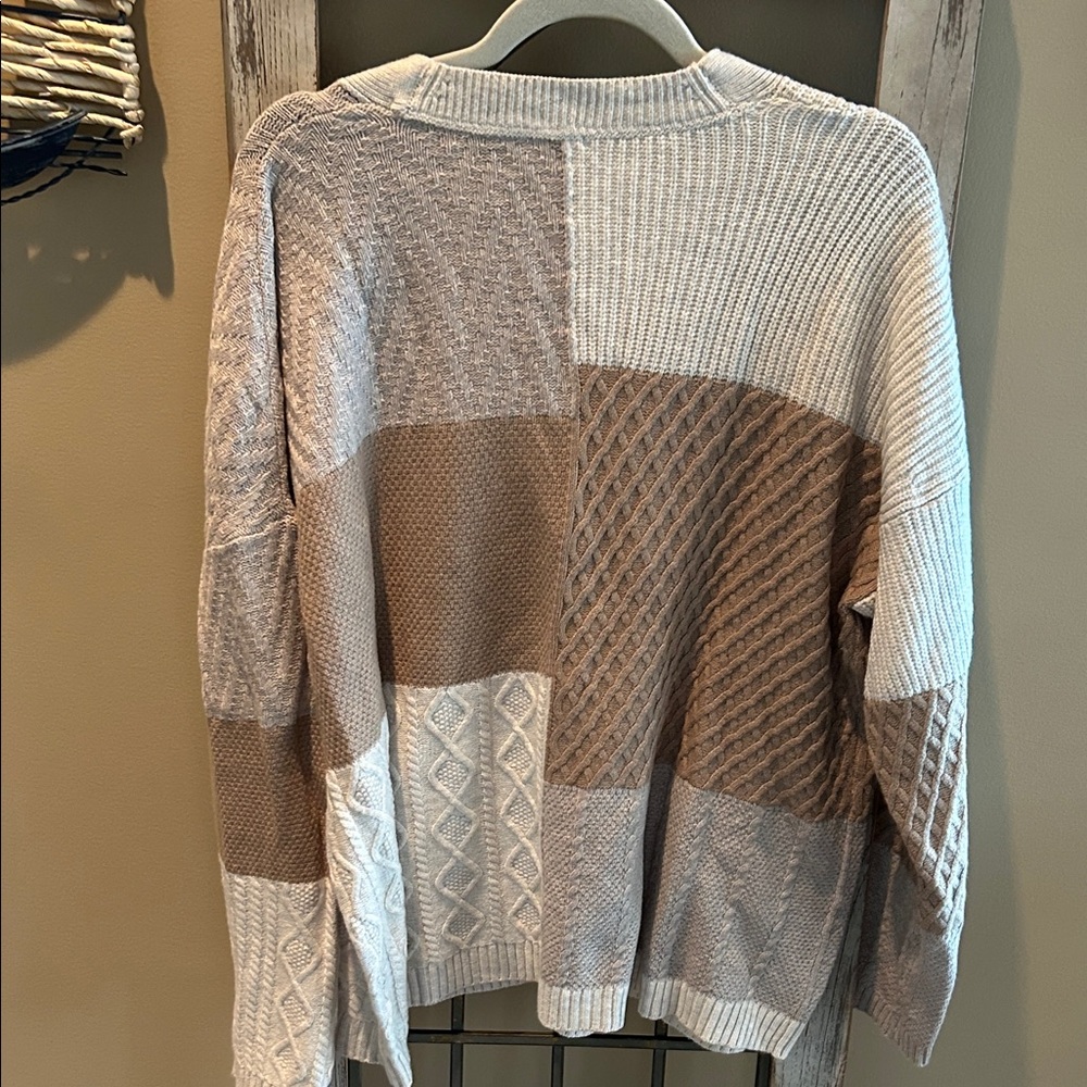 J. Jill Neutral Patchwork Cardigan - image 4